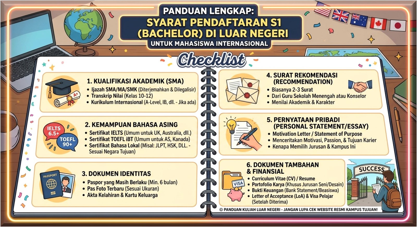 Checklist syarat pendaftaran studi ke luar negeri